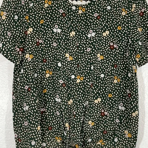 MADEWELL Silk Button-Back Tie Tee in Dropleaf Floral Size Small - Picture 4 of 11